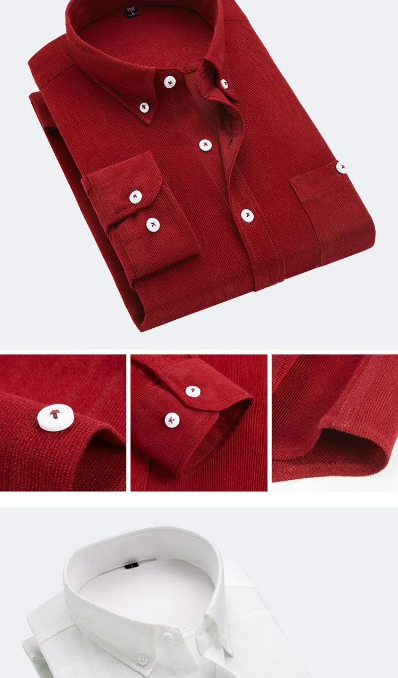 Chemise en velours manche longue rayure homme du M au 5XL