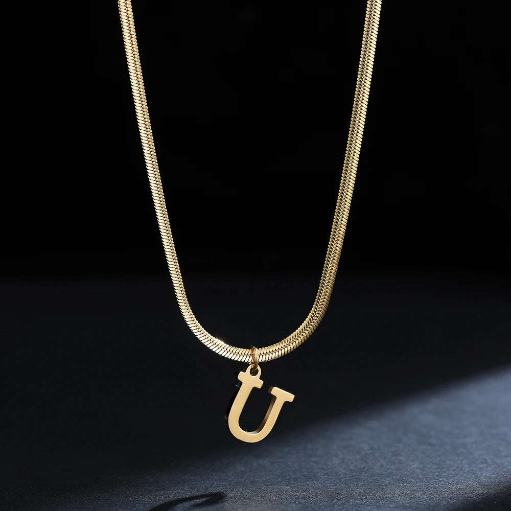 Pendentif  alphabet plaqué or inoxydable