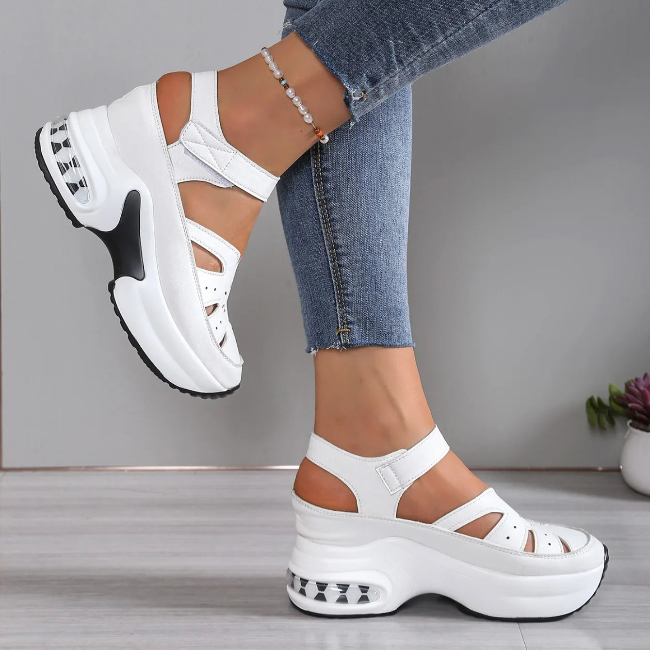 Sandales d'été à bout fermé pour femmes, chaussures décontractées, grande taille, ajourées, légères, confortables, à plateforme, nouvelle collection MAEJORKEN
