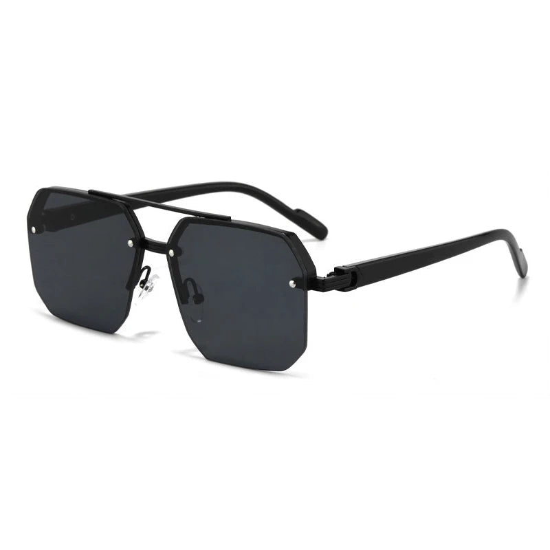 Lunettes de soleil sans monture pour hommes, de haute qualité, UV400, carrées, Double pont MAEJORKEN
