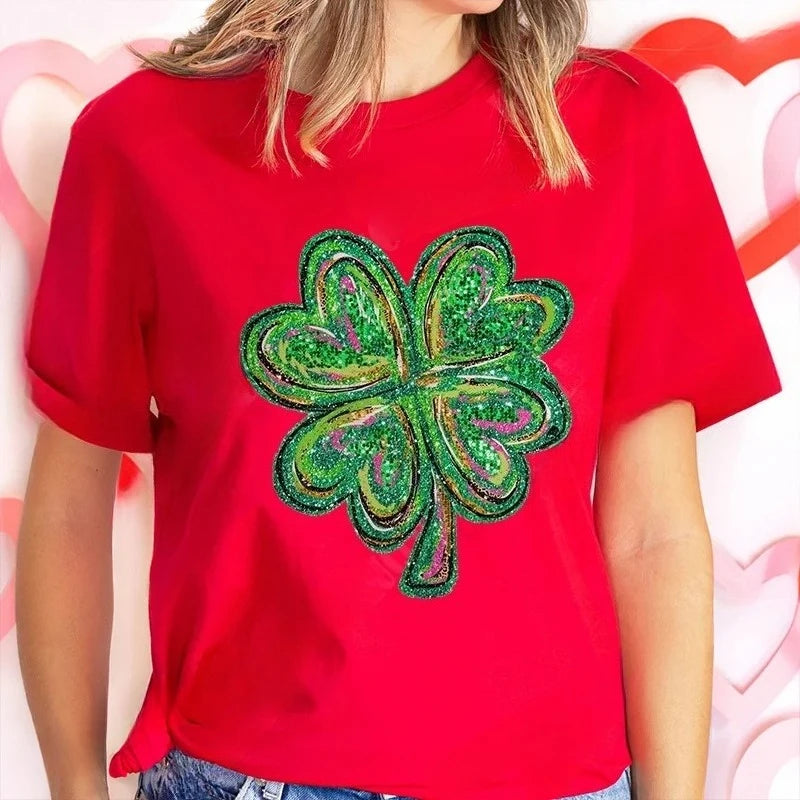 T-shirts Femme Trèfle de la Saint-Patrick 2025 – Mode Graphique Porte-Bonheur Y2K, Tops Hip Hop Streetwear Décontracté Harajuku, Vêtements Féminins MAEJORKEN