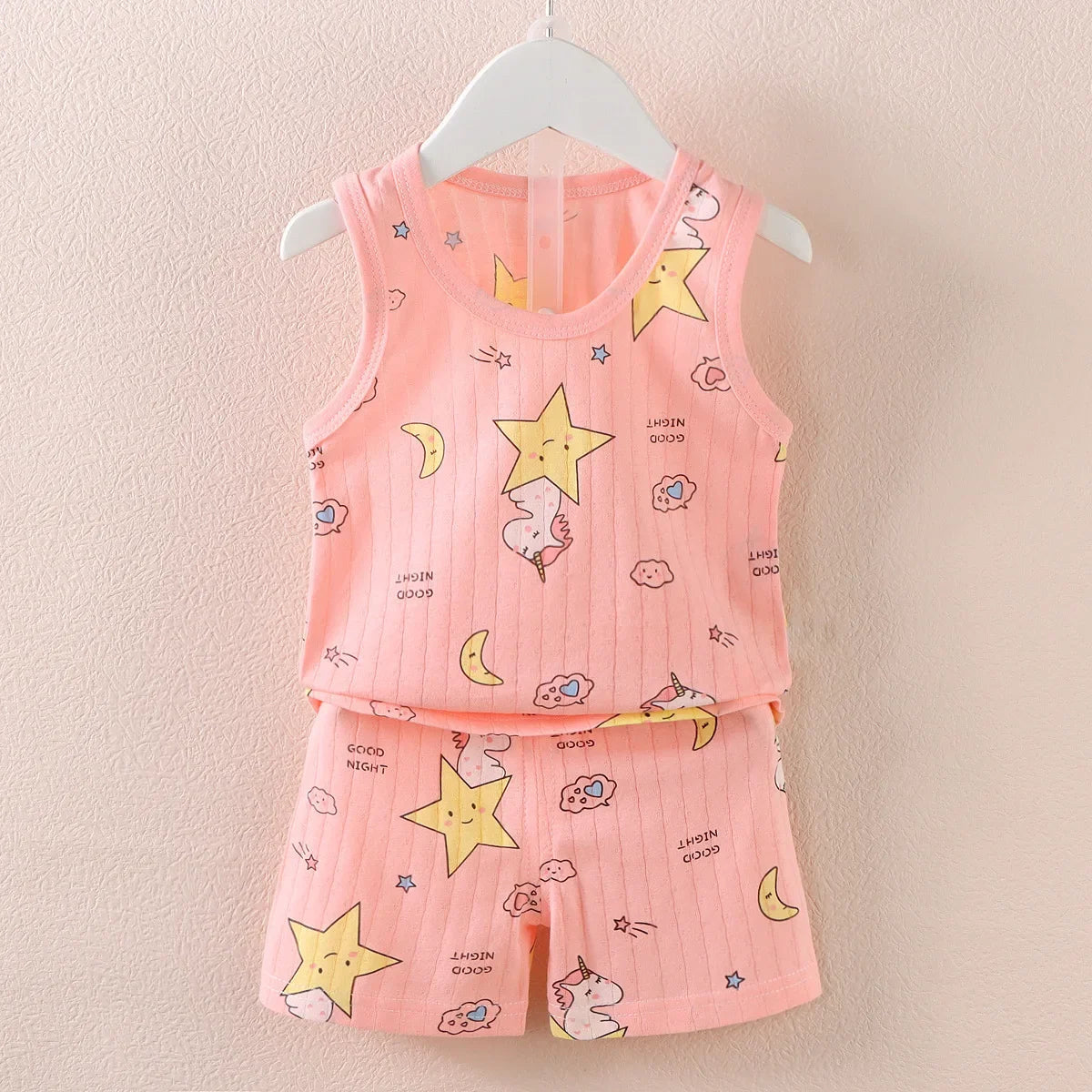 Vêtements pour mères et enfants, en coton imprimé, T-shirt, gilet, hauts et shorts, ensembles pour garçons et filles, mignons et respirants, été MAEJORKEN