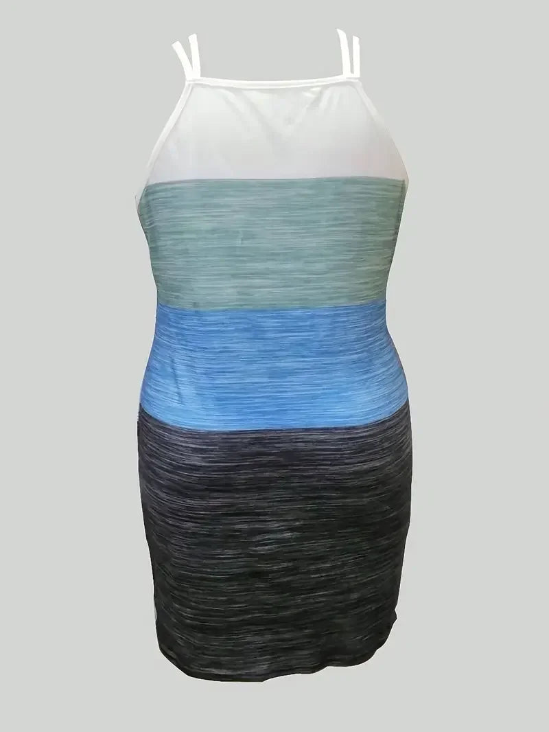 Robe sans manches imprimée cocotier pour femmes, grande taille 1XL-5XL, col en v, décontractée, coupe décontractée, mignonne, bloc de couleurs, été MAEJORKEN