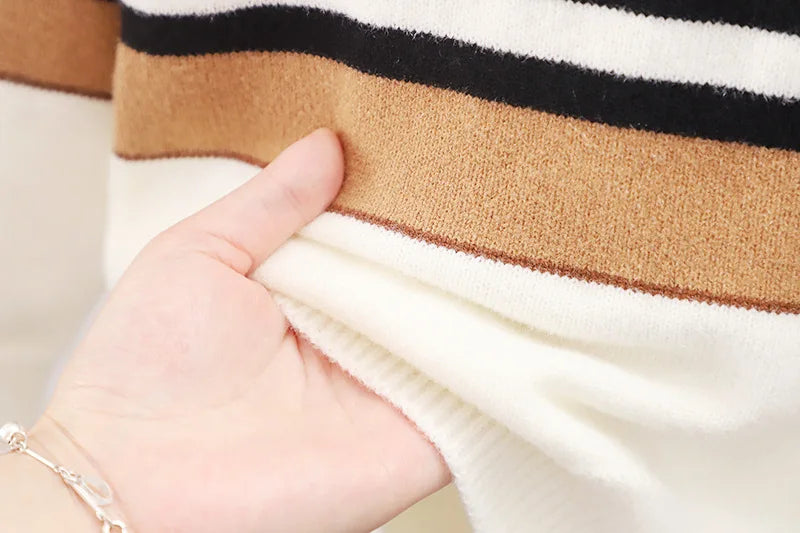 Pull à manches longues et col haut pour garçon de 2 à 6 ans, beau tricot, Design à rayures, automne et hiver MAEJORKEN