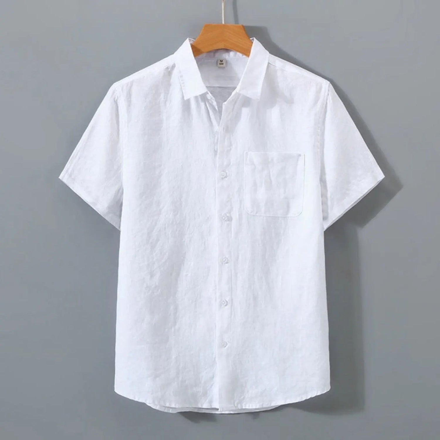 Chemises d'été à manches courtes en coton et lin pour hommes, col carré solide, chemise décontractée respirante, Vintage, légère, chemisier de plage du S au 5XL MAEJORKEN