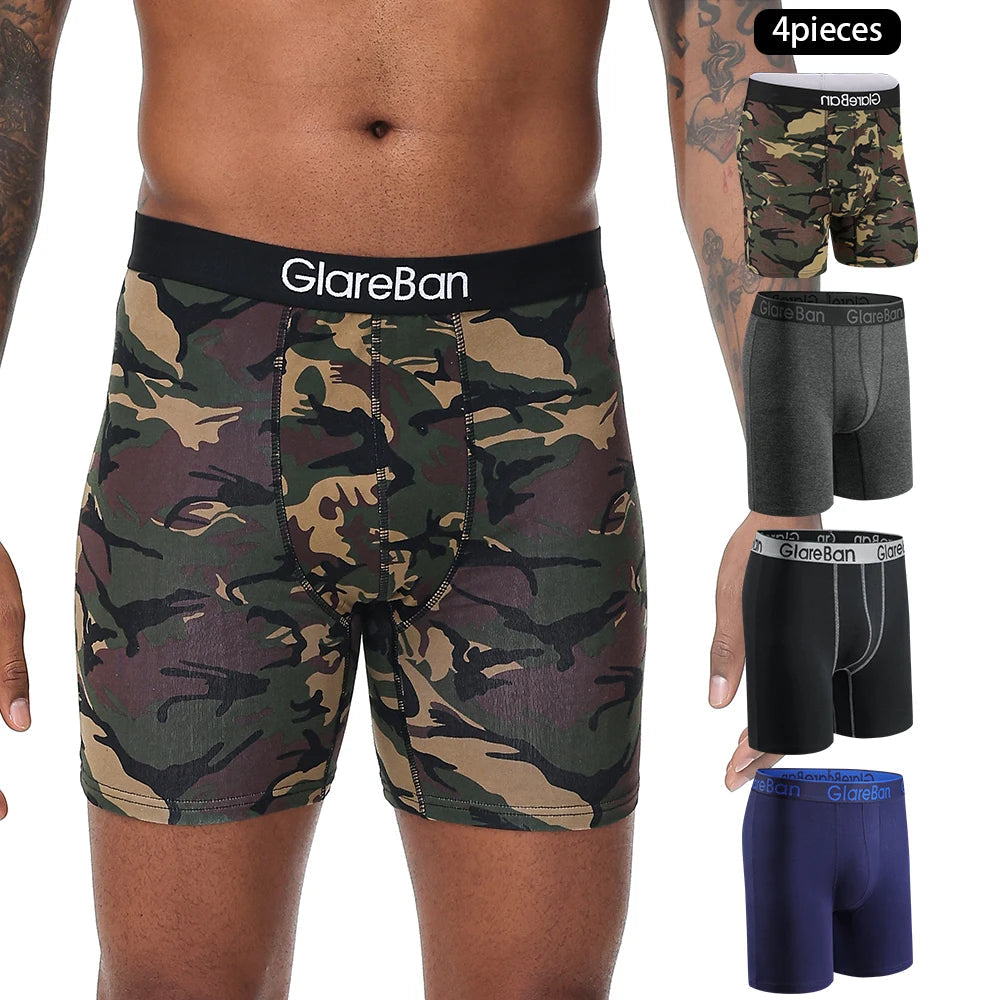 4 pièces ensemble mi-long Boxer Shorts sous-vêtements masculins coton respirant hommes caleçons pour hommes Homme Boxershorts glisse culotte douce MAEJORKEN