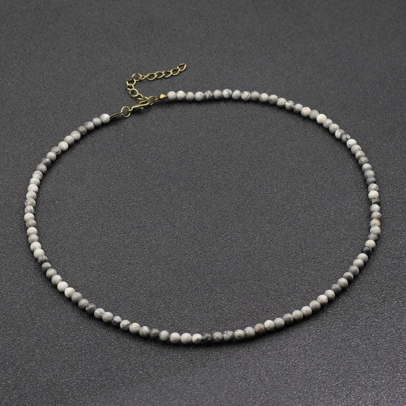 Collier élégant pour hommes, perles de 4mm, guérison, 7 couleurs disponibles, lave réglable, Howlite, obsidienne, court, sport, absorbant la sueur MAEJORKEN