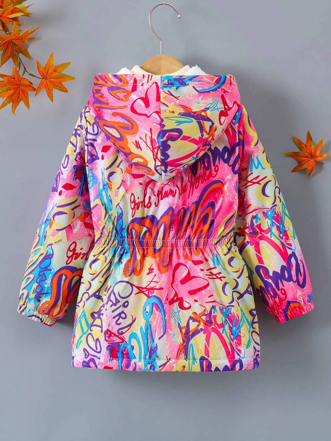 Cardigan Chaud Rembourré en Peluche pour Fille, Veste à Capuche avec Fermeture Éclair, Imprimé Numérique, à la Mode, Automne et Hiver MAEJORKEN