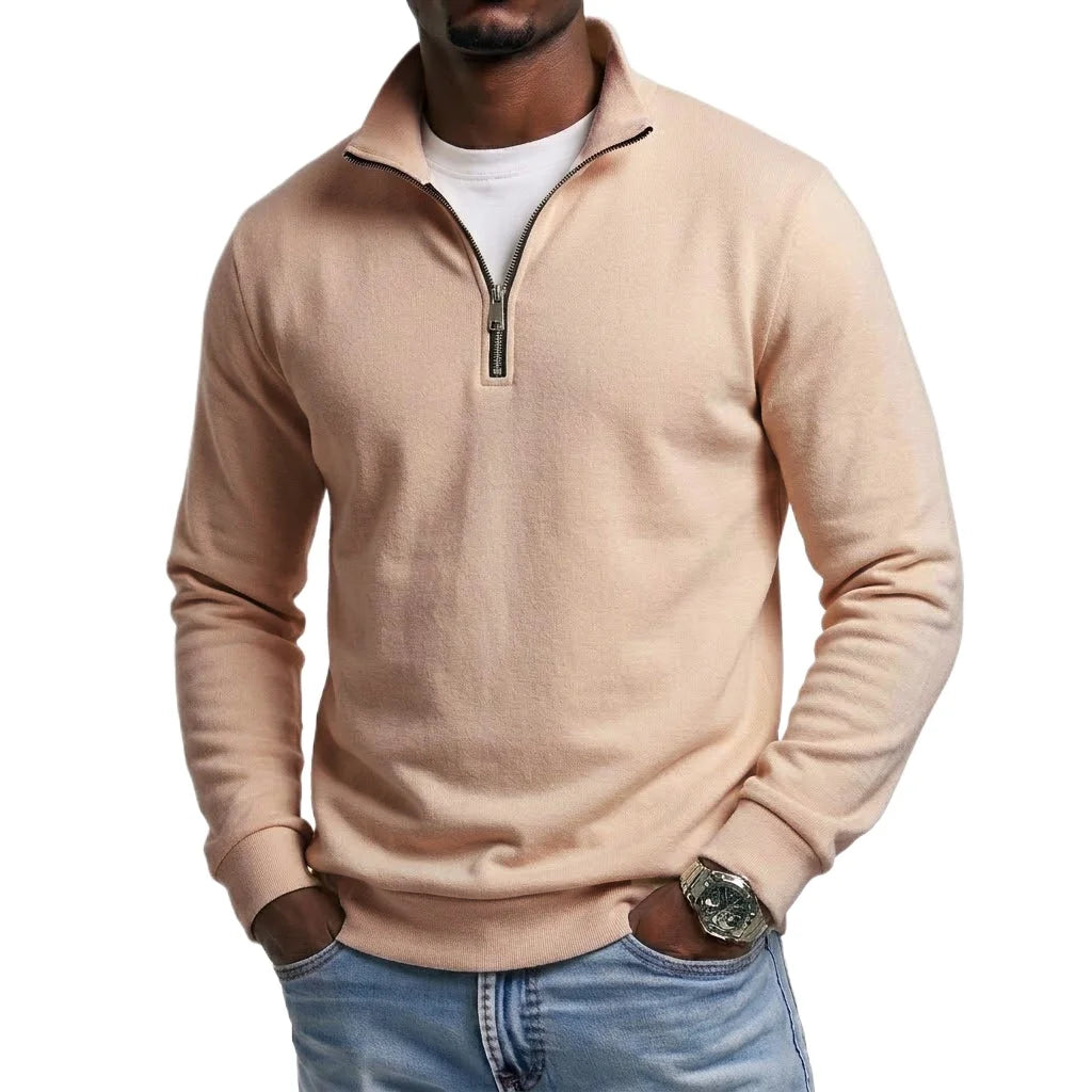 Sweat-shirt à fermeture éclair pour homme, idéal pour le sport et les activités de plein air, avec capuche et demi-zip, collection printemps-automne, couleur unie MAEJORKEN