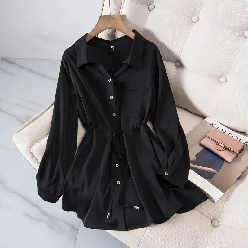 Chemise décontractée en mousseline de soie à manches longues du L au 3XL