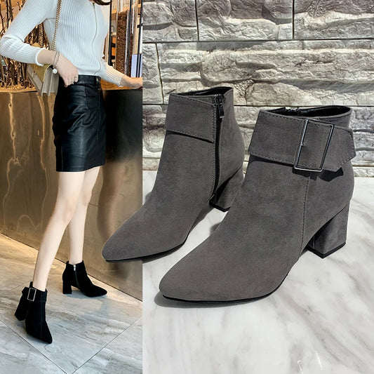 Bottines boucle décontracté talons haut du 35 au 43