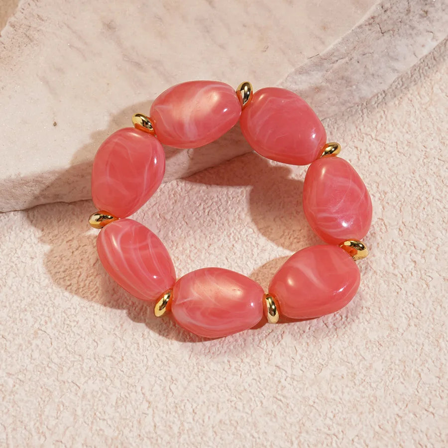 Bracelets de perles acryliques ovales en Imitation de marbre irrégulier, fil de perles élastiques, Bracelets tendance, bijoux D MAEJORKEN