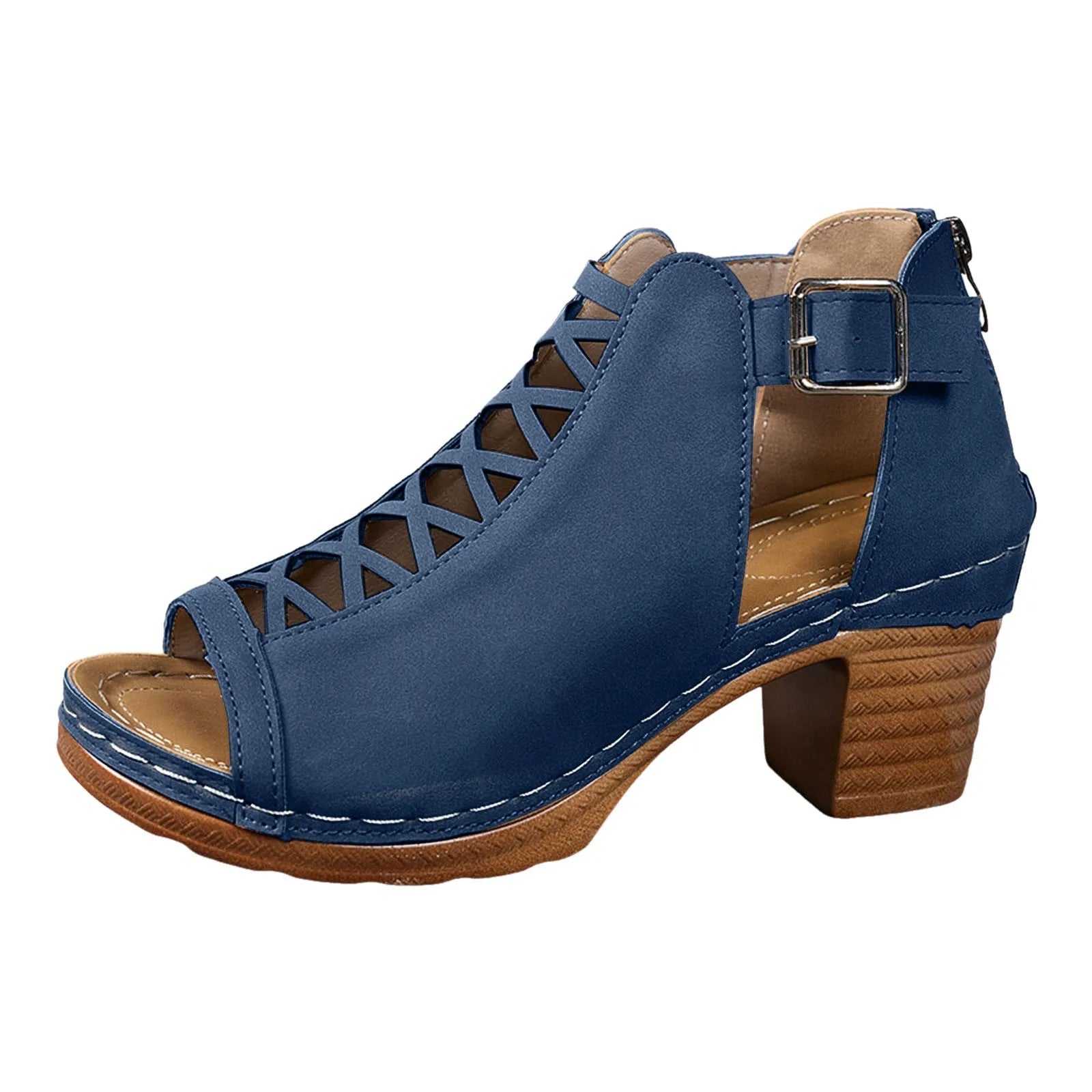 Sandales d'été élégantes pour femmes, talons épais compensés, talons hauts épais, bout ouvert, croix creuse, chaussures polyvalentes de mariage MAEJORKEN