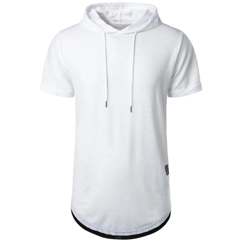 Sweat-shirt à capuche d'été pour hommes, T-shirt ample à manches courtes, couleur unie, léger, Fitness, col respirant, hauts MAEJORKEN