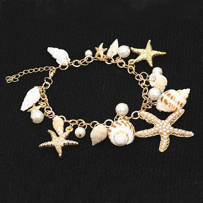 Collier pendentif étoile de mer exagéré pour femmes, coquillage, imitation perle, bracelets chaîne, bijoux de plage d'été, cadeau de vacances MAEJORKEN