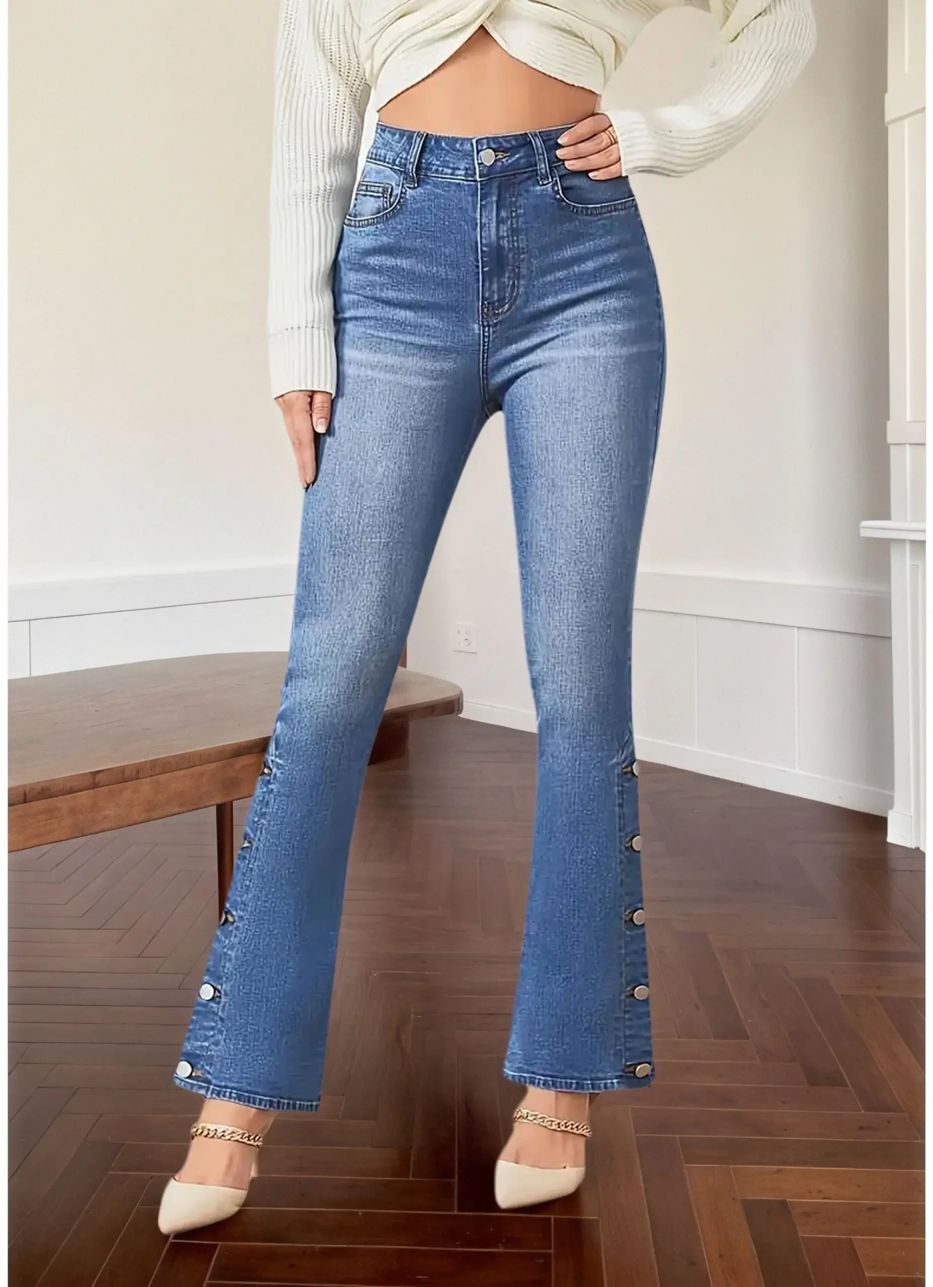 Jean évasé Y2k pour femme, pantalon en Denim d'inspiration Vintage, Look élégant, tissu extensible, lavable en Machine, Style rétro MAEJORKEN