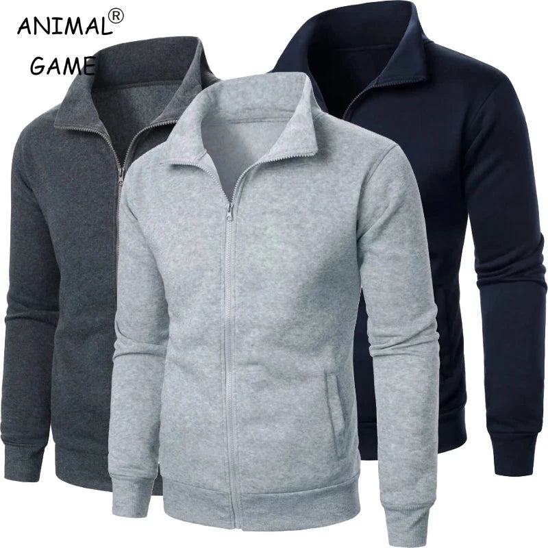 Veste d'automne à manches longues pour hommes, manteaux avec fermeture éclair, couleur unie, sweat-shirt chaud, veste de Baseball décontractée, Streetwear d'extérieur MAEJORKEN