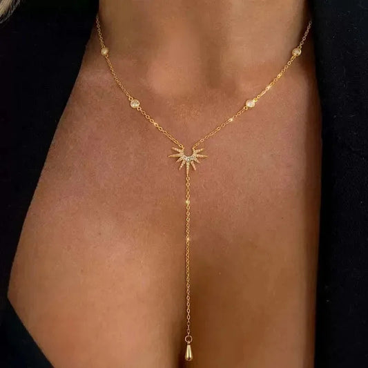 Collier pendentif en forme de Y en acier inoxydable pour femmes et filles, bijoux élégants à la mode, imitation diamant, Long pampille, cadeaux MAEJORKEN