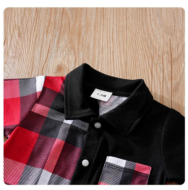 Polo à carreaux en Patchwork pour nouveau-né, vêtements confortables et doux pour garçons et filles, combinaison d'été à manches courtes pour bébé MAEJORKEN