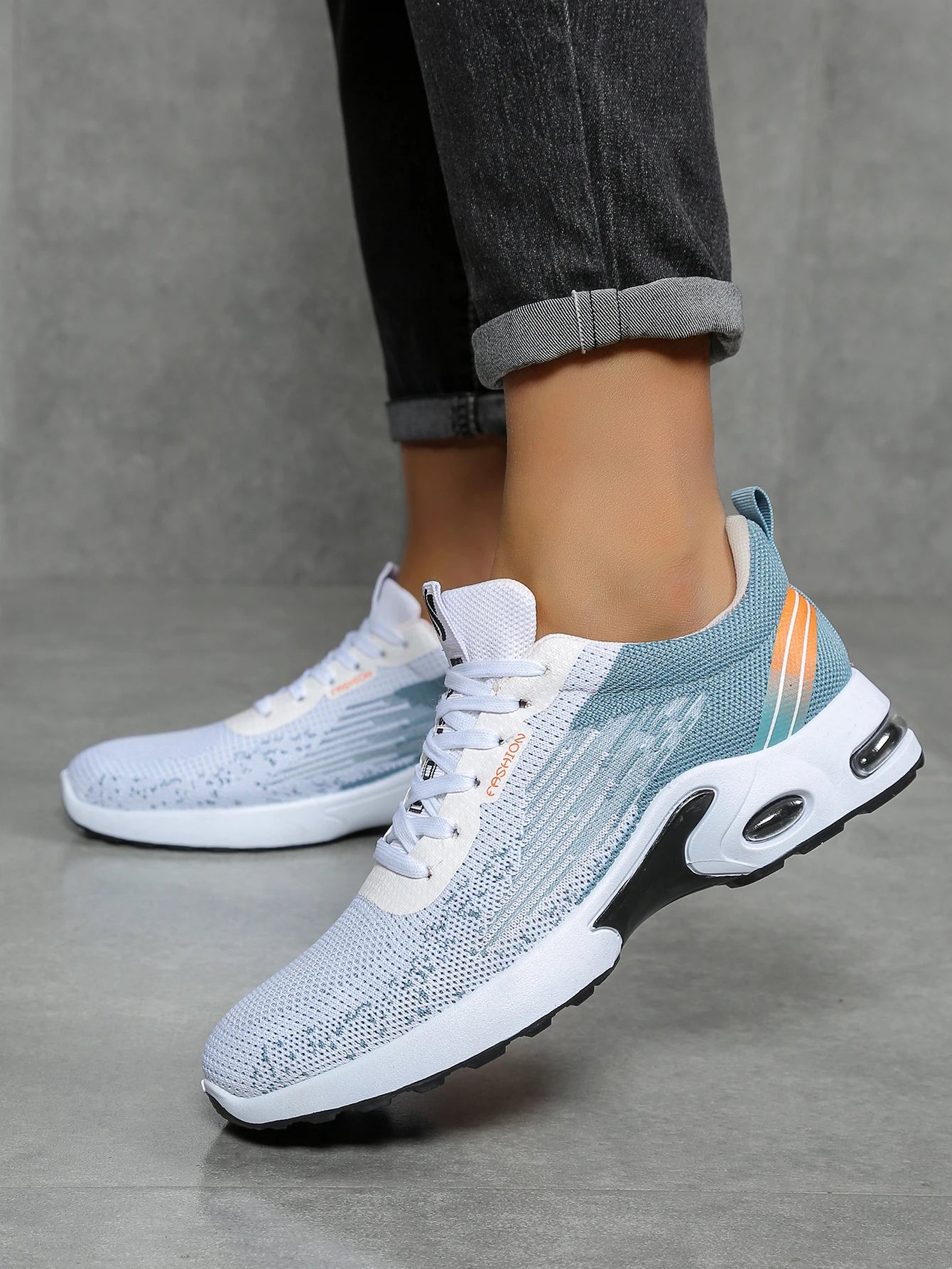 Chaussures pour hommes, chaussures décontractées pour hommes, maille respirante, chaussures de sport à la mode à coussin d'air, à semelles souples et à blocs de couleur MAEJORKEN