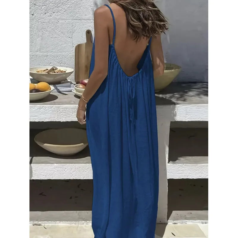 Nouvelle arrivée : Robe longue décontractée sans bretelles ni dos pour femme, confortable pour la maison et la nuit MAEJORKEN