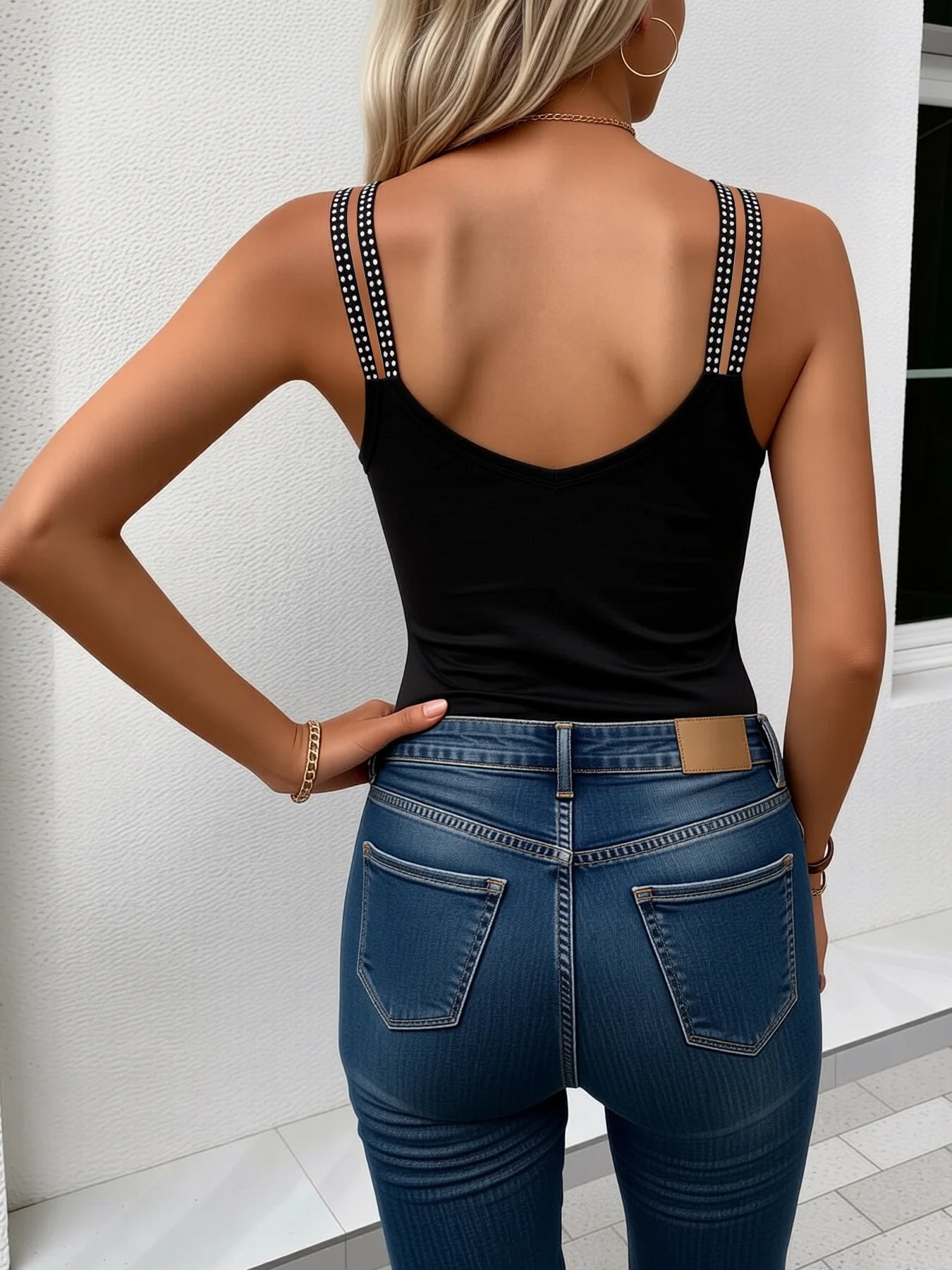 Nouvelles femmes mode décontracté strass noir Sexy polyvalent quotidien t-shirt débardeurs à la mode vêtements pour dames été haut caraco MAEJORKEN