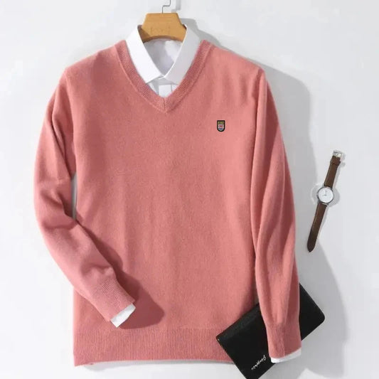 Pull en cachemire mélangé pour hommes, pulls à col en V, chemise d'automne et d'hiver, zones coréennes, 10 documents MAEJORKEN