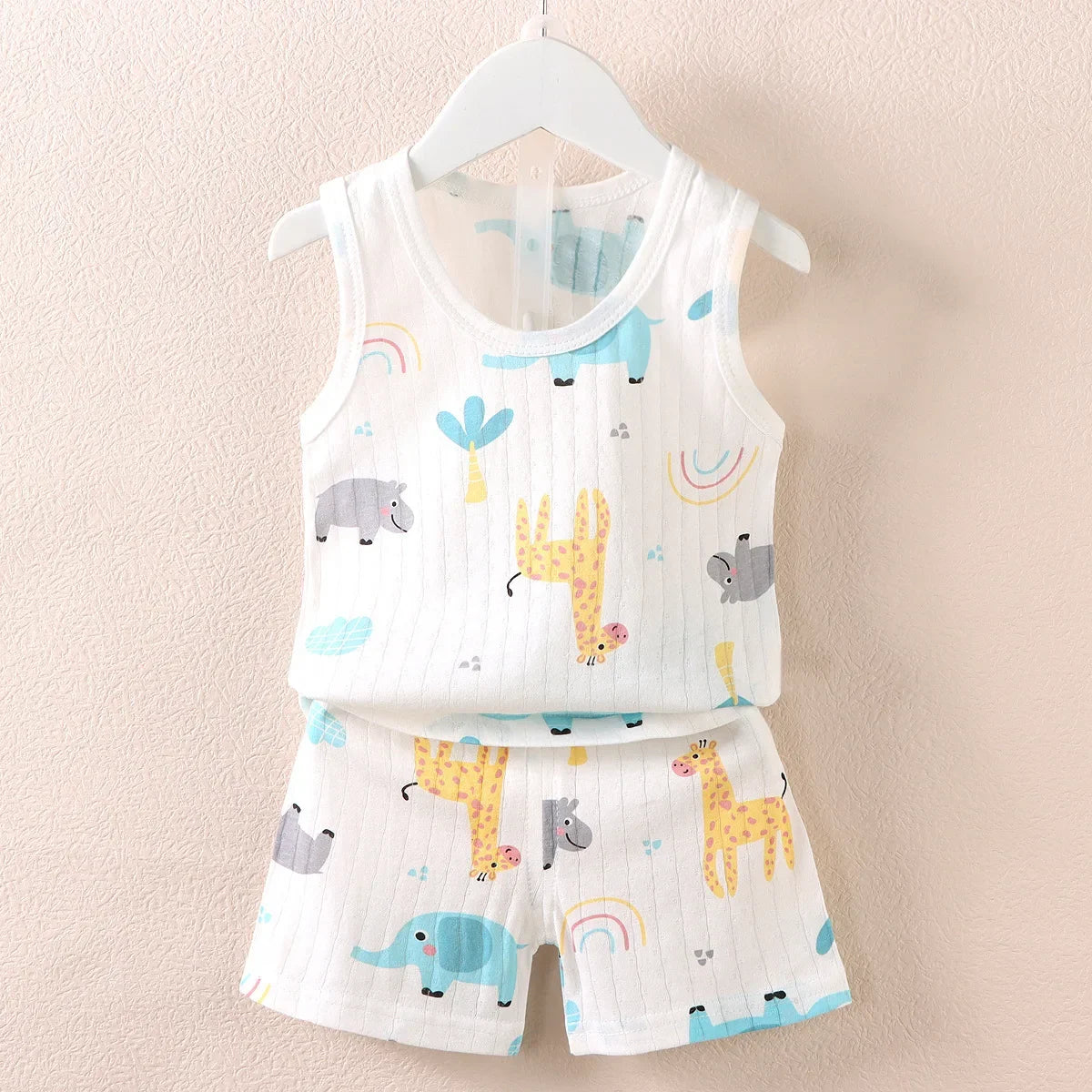 Vêtements pour mères et enfants, en coton imprimé, T-shirt, gilet, hauts et shorts, ensembles pour garçons et filles, mignons et respirants, été MAEJORKEN