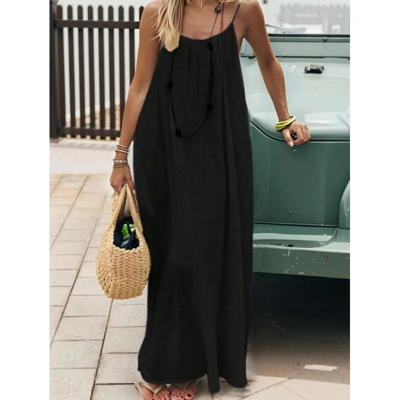 Nouvelle arrivée : Robe longue décontractée sans bretelles ni dos pour femme, confortable pour la maison et la nuit MAEJORKEN