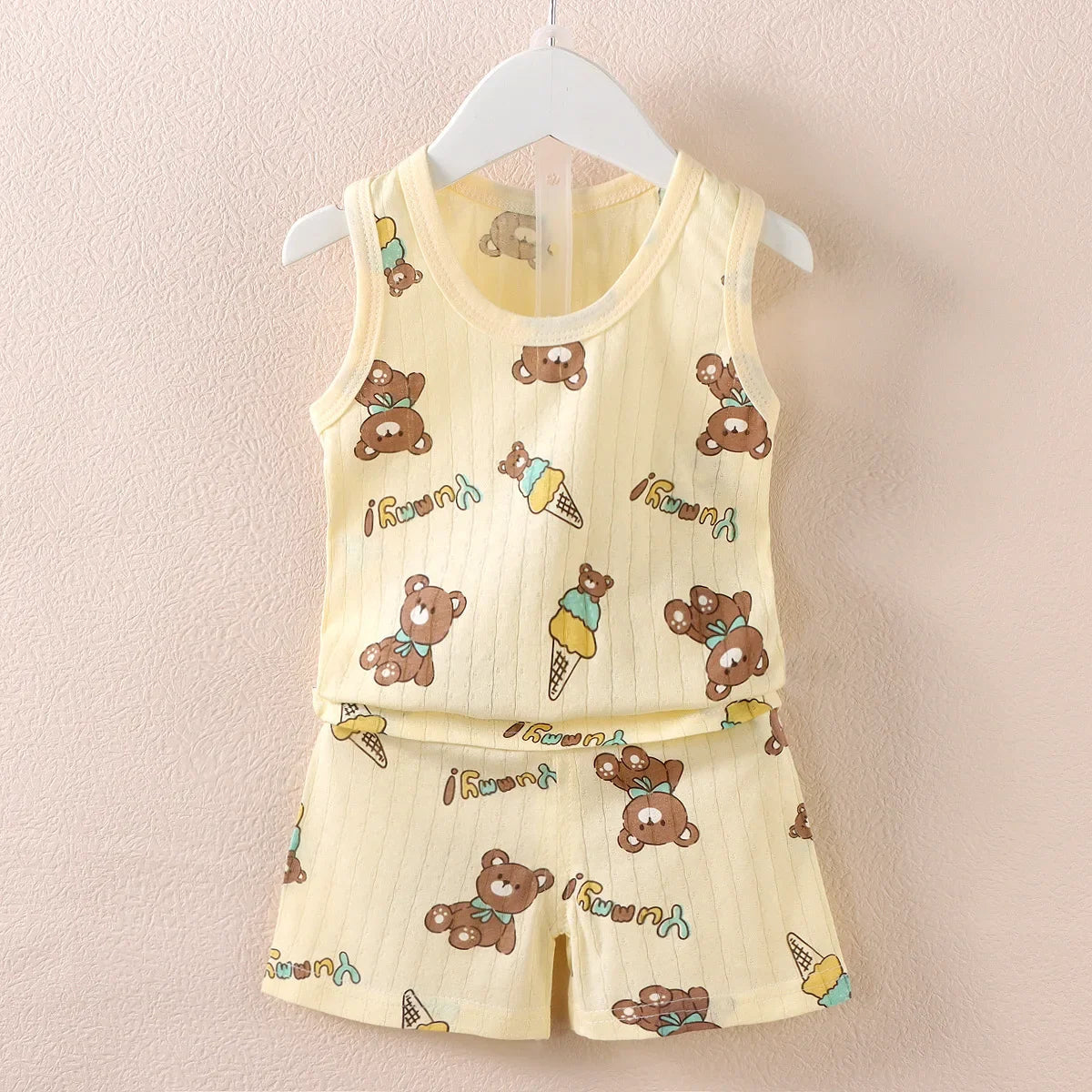 Vêtements pour mères et enfants, en coton imprimé, T-shirt, gilet, hauts et shorts, ensembles pour garçons et filles, mignons et respirants, été MAEJORKEN