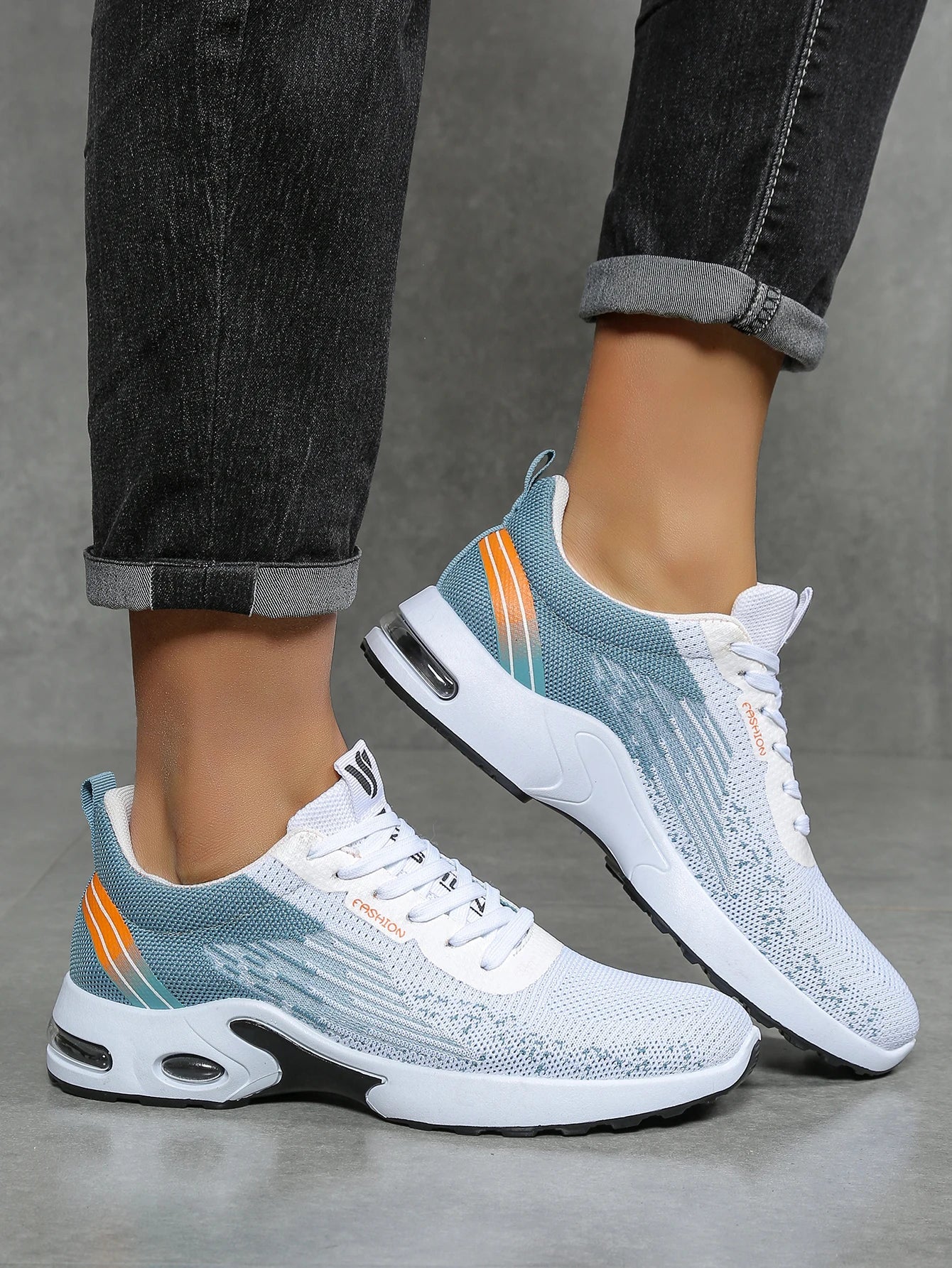 Chaussures pour hommes, chaussures décontractées pour hommes, maille respirante, chaussures de sport à la mode à coussin d'air, à semelles souples et à blocs de couleur MAEJORKEN