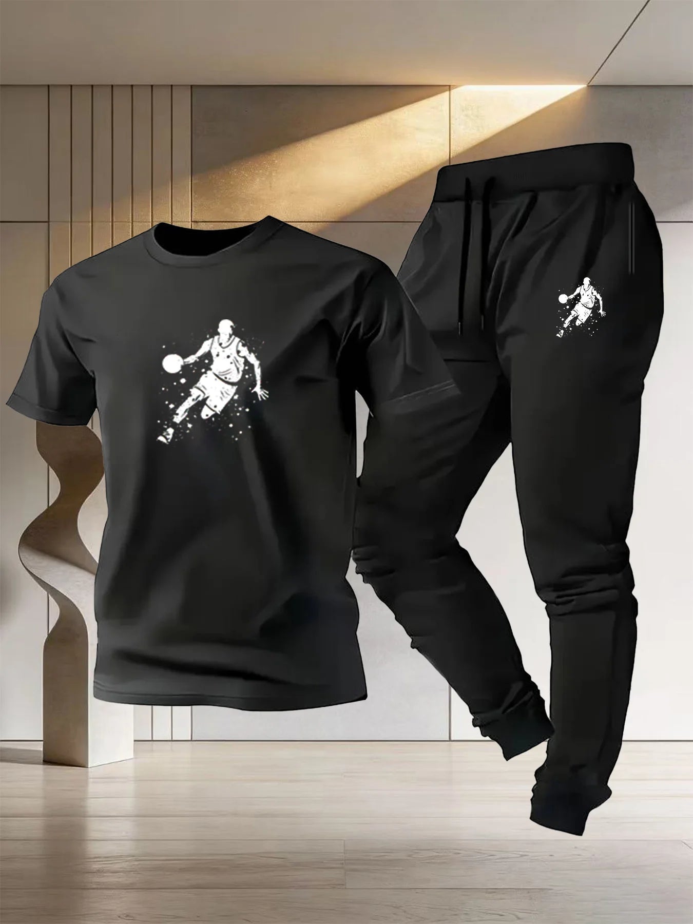 Vêtements de sport de basketball pour hommes, t-shirt d'été en pur coton à manches courtes, pantalon de sport léger, nouveau style 2026, coupe ample MAEJORKEN