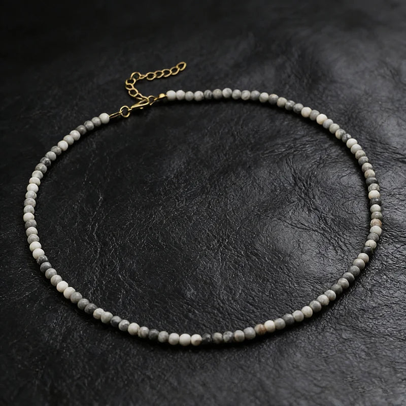 Collier élégant pour hommes, perles de 4mm, guérison, 7 couleurs disponibles, lave réglable, Howlite, obsidienne, court, sport, absorbant la sueur MAEJORKEN
