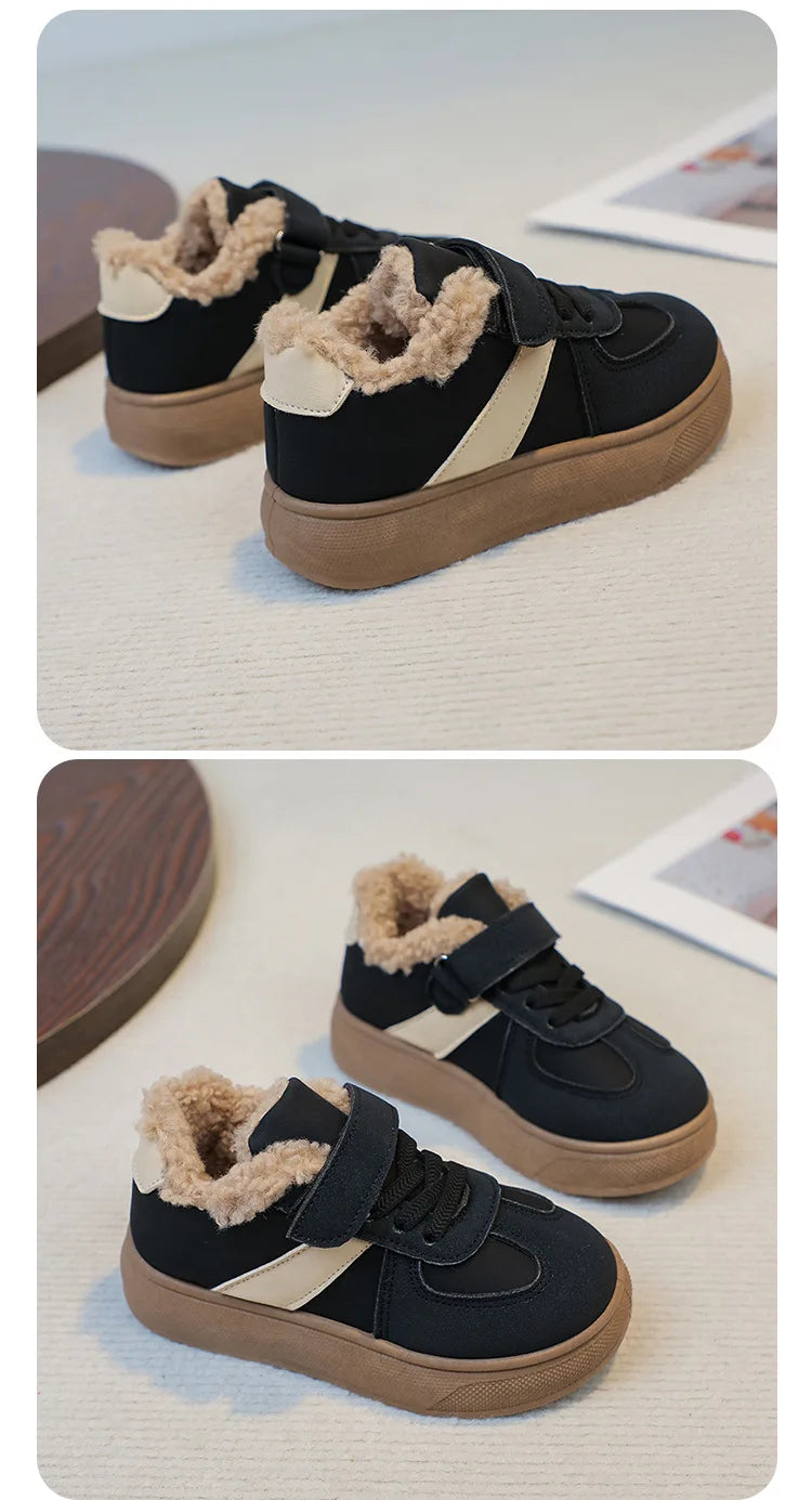 Chaussures chaudes d'hiver pour enfants, baskets en polaire, en coton, imperméables, en laine d'agneau, pour filles, 2025 MAEJORKEN