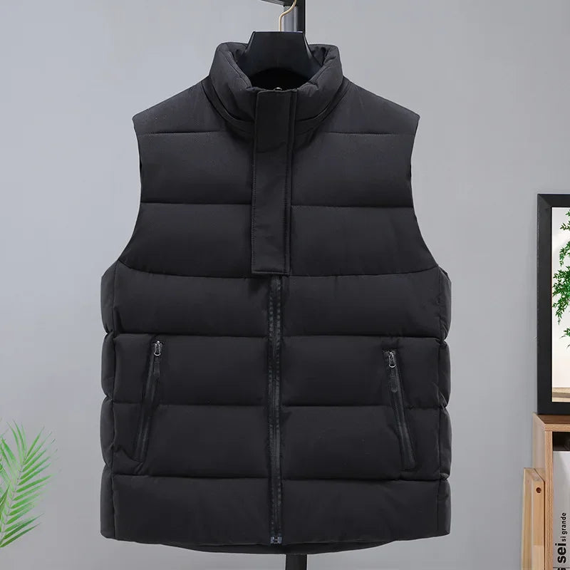 2025 hommes hiver épaissir vers le bas coton gilet épissure sans manches Parka veste décontracté coupe-vent chaud gilet hommes fermeture éclair vêtements d'extérieur à capuche MAEJORKEN