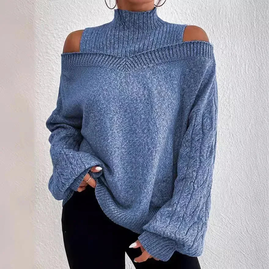 Pull semi - col roulé pour femme