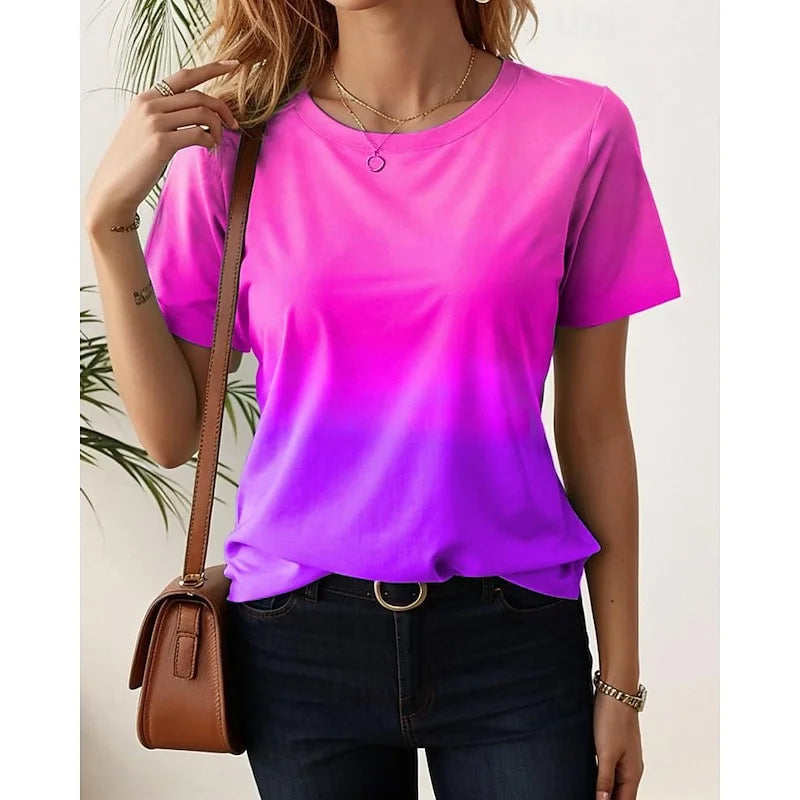 T-shirt manches courtes col rond femme, estival et confortable