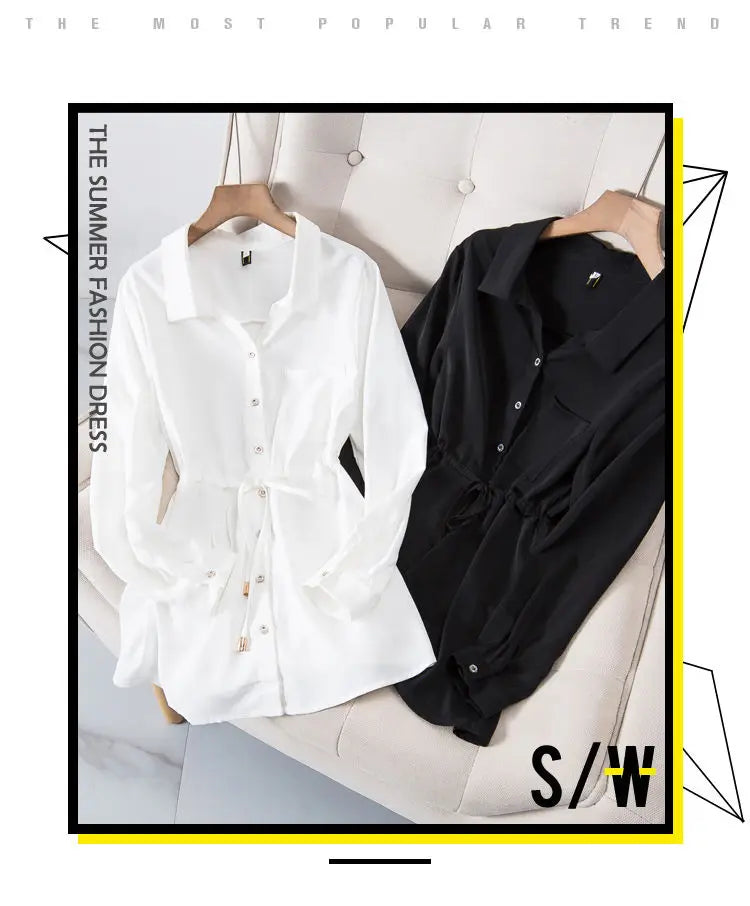 Chemise décontractée en mousseline de soie à manches longues du L au 3XL