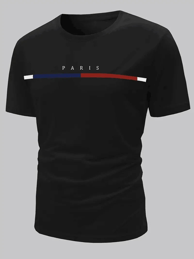 T-shirt confortable pour hommes, T-shirt à motif imprimé sur le thème de Paris, vêtements d'été pour hommes, vêtements pour hommes MAEJORKEN