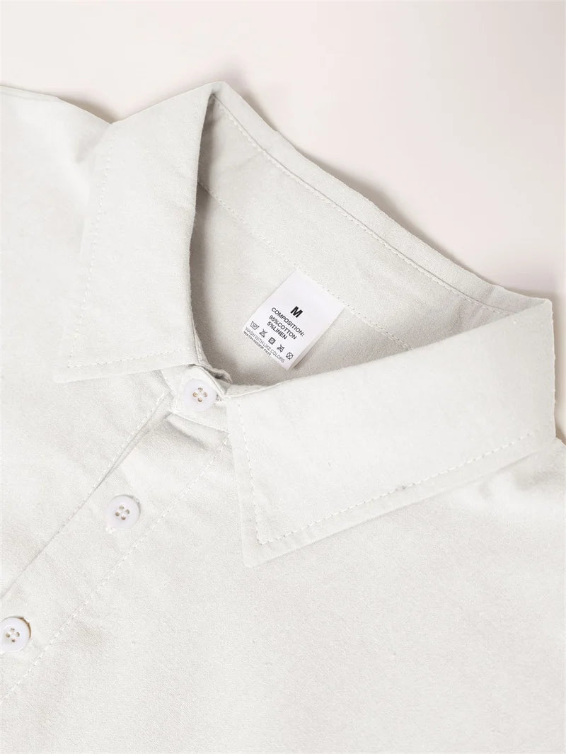 Polo d'été décontracté en coton et lin pour hommes, T-shirts à manches courtes à séchage rapide, hauts à col rabattu, pull pour hommes MAEJORKEN