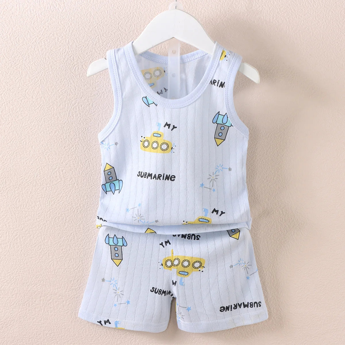 Vêtements pour mères et enfants, en coton imprimé, T-shirt, gilet, hauts et shorts, ensembles pour garçons et filles, mignons et respirants, été MAEJORKEN