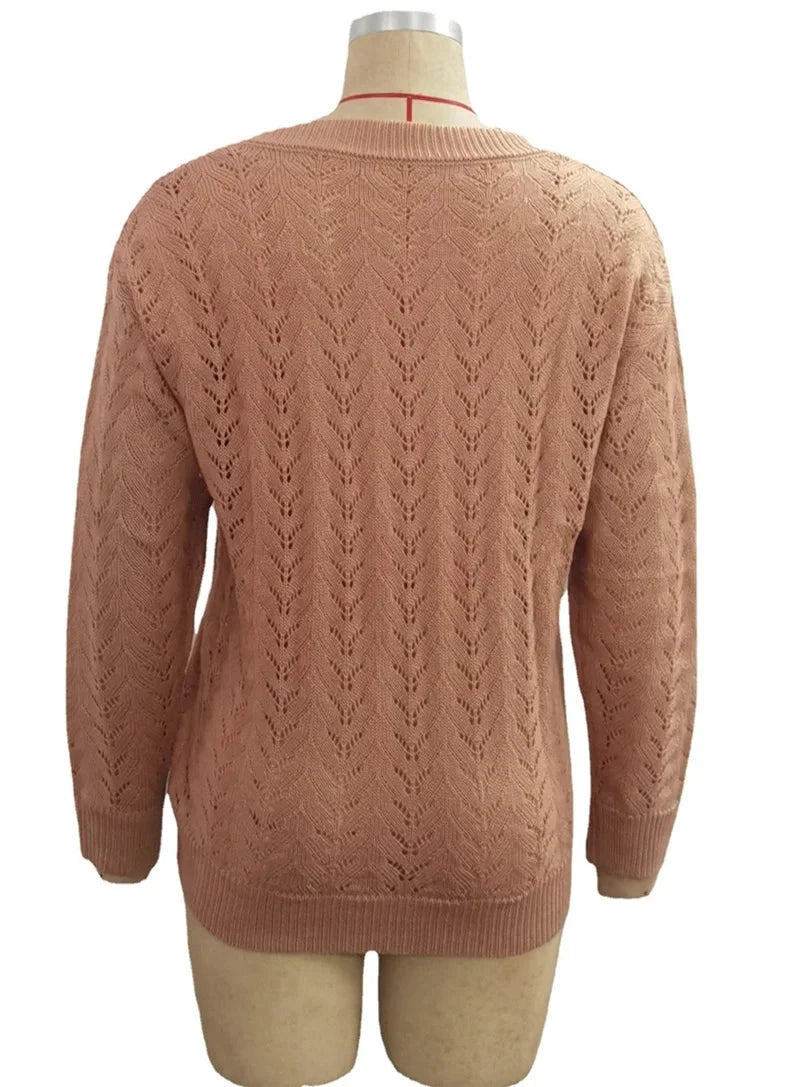 Pull à col en V profond pour femme, pull évidé, manches longues, document solide, chaud, élégant, femme, attrayant pour l'UE, automne, hiver, nouveau MAEJORKEN