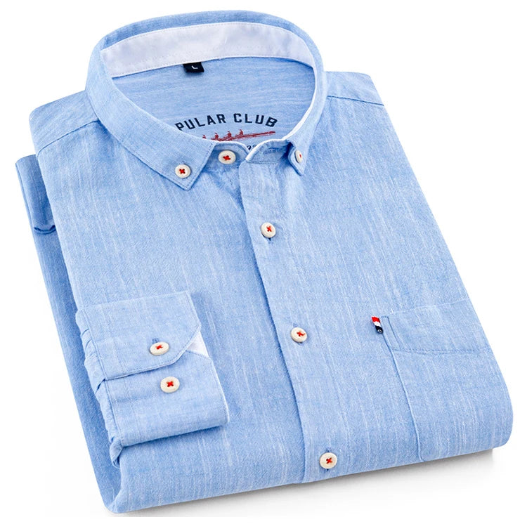 Chemise habillée à col boutonné pour hommes, mélange de coton et de lin respirant, manches longues, coupe cintrée, printemps été décontracté Chic MAEJORKEN