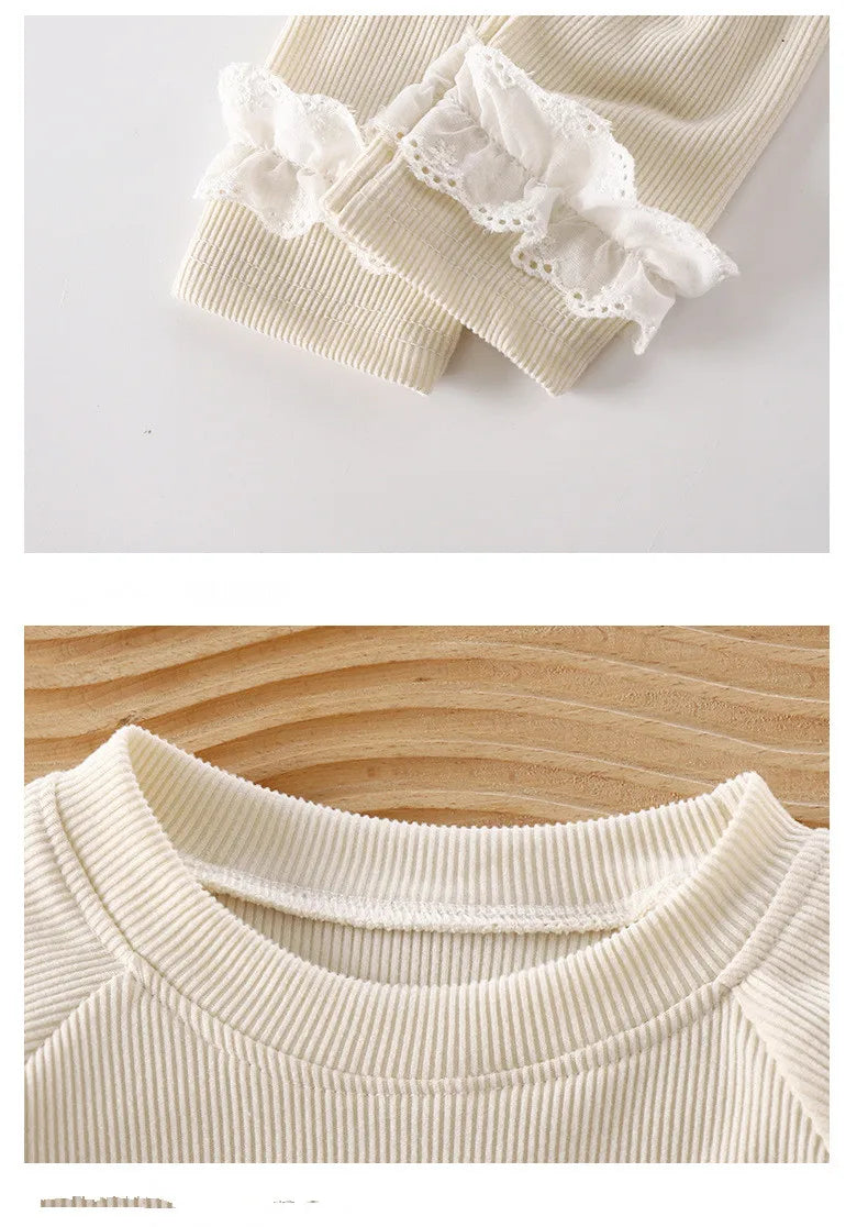 T-shirt à manches longues pour filles, avec nœud en dentelle, Style coréen, chemise inférieure de printemps pour enfants, nouvelle collection automne MAEJORKEN
