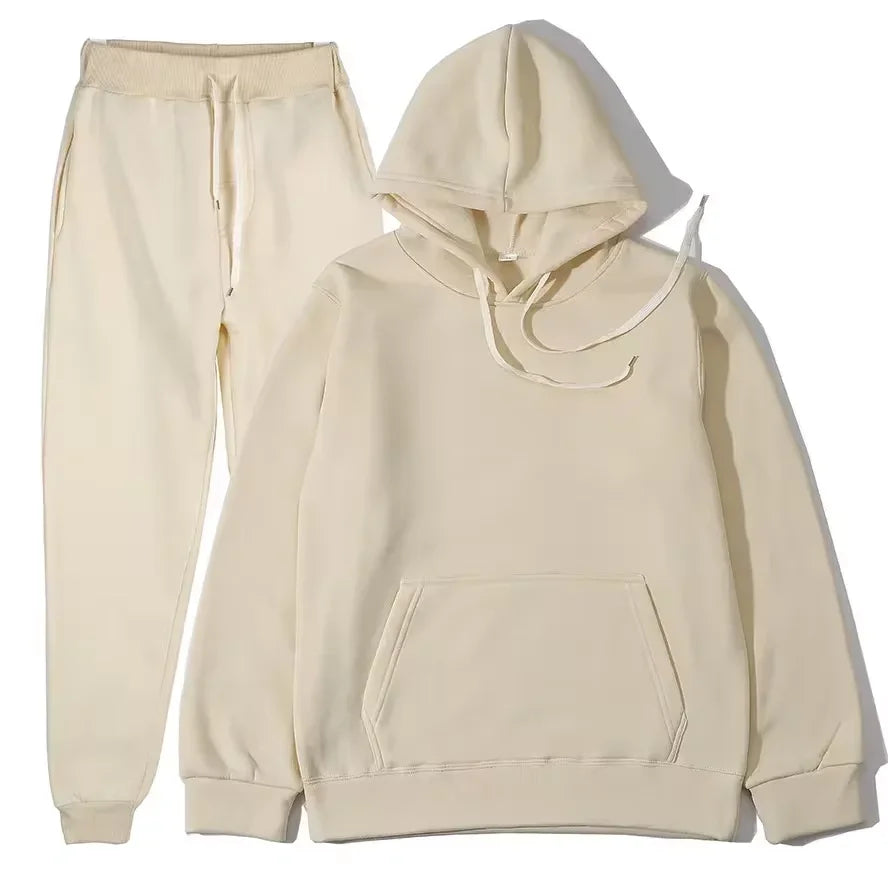 Ensemble survêtement couleur unie sweat à capuche + pantalon du S au 3XL