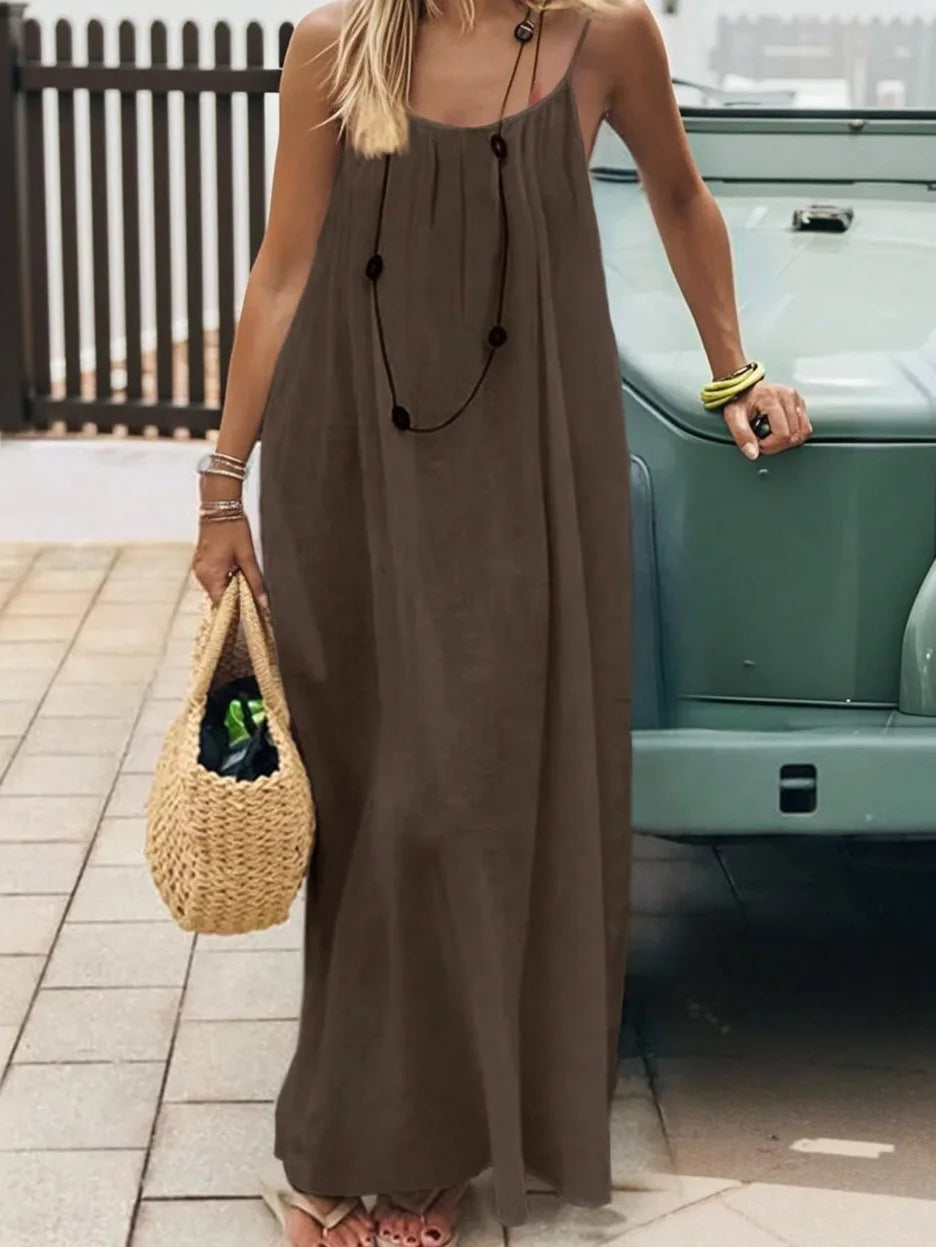 Nouvelle arrivée : Robe longue décontractée sans bretelles ni dos pour femme, confortable pour la maison et la nuit MAEJORKEN
