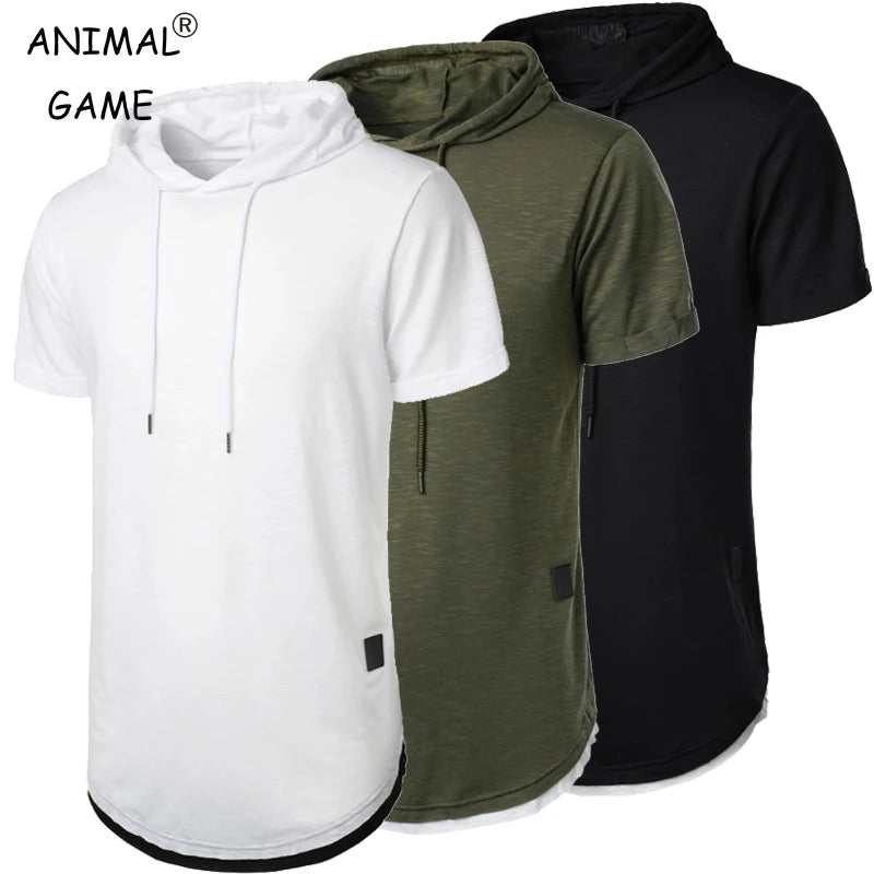 Sweat-shirt à capuche d'été pour hommes, T-shirt ample à manches courtes, couleur unie, léger, Fitness, col respirant, hauts MAEJORKEN