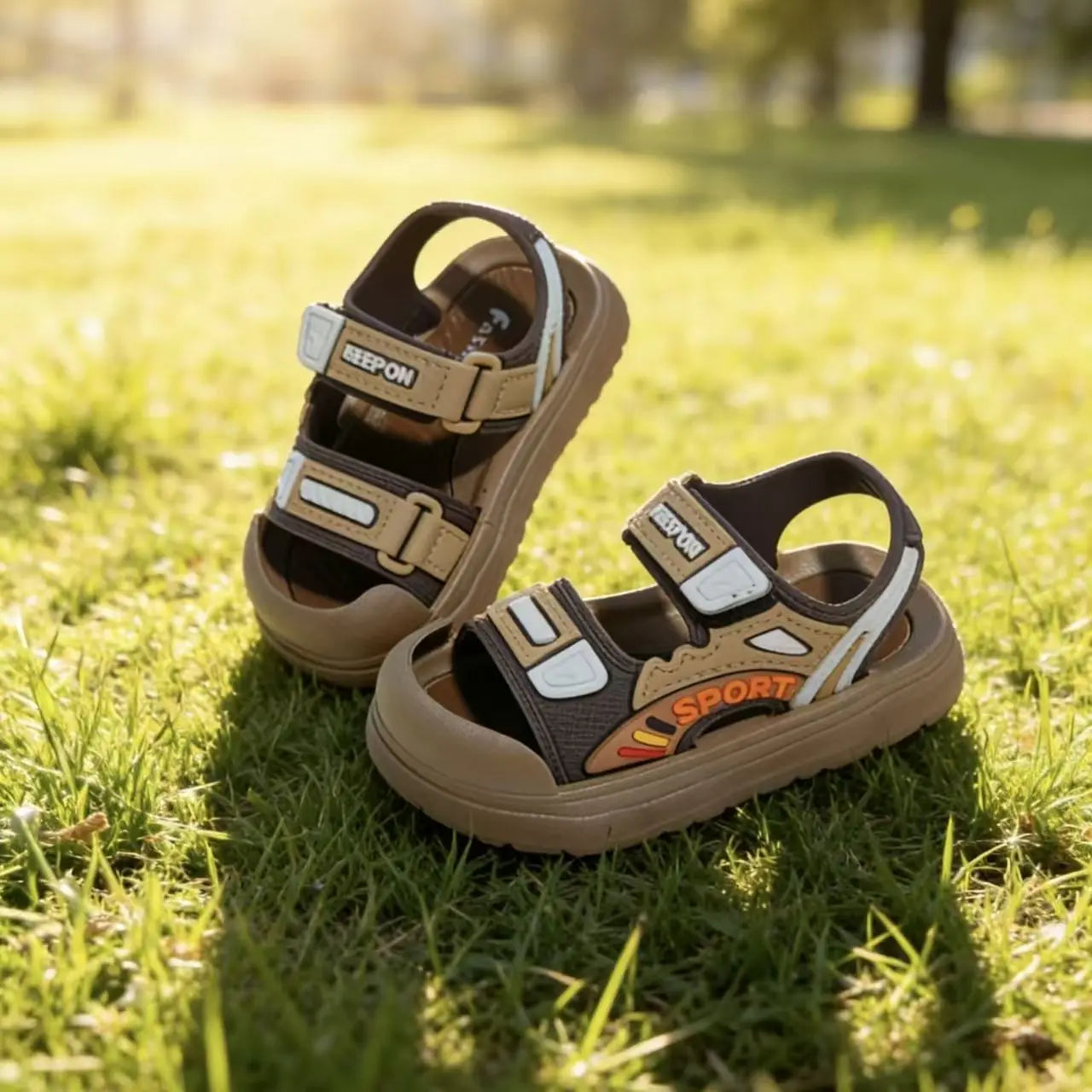 Nouvelles sandales d'été 2026 pour garçons, à bout fermé, semelle souple antidérapante, chaussures de plage à scratch pour bébés et tout-petits du 18 au 27 MAEJORKEN