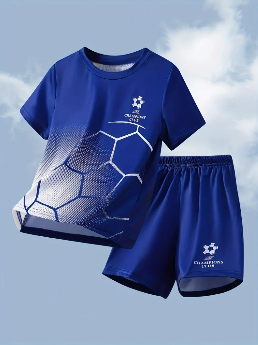 Vêtements pour enfants, ensemble décontracté à imprimé football, col rond, manches courtes et short, ensemble sportif d'été pour garçons, basketball, football MAEJORKEN
