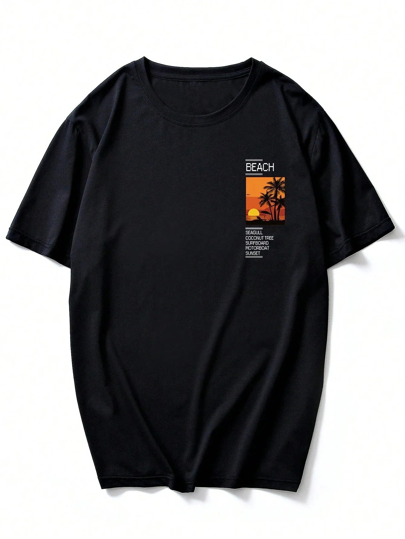 T-shirt manches courtes col rond homme, ample, 100% coton, été, imprimé graphique cocotier du XS au 2XL MAEJORKEN